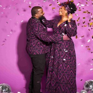 African Couple's Matching Patterned Outfit