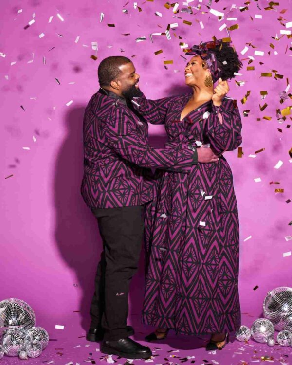 African Couple's Matching Patterned Outfit