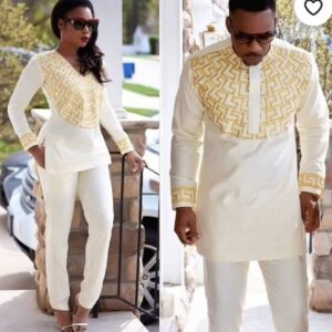 Embroidered African Couples Outfit