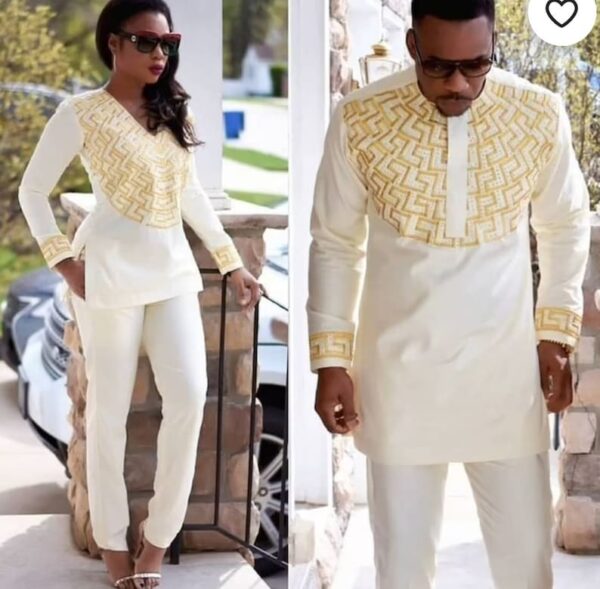 Embroidered African Couples Outfit