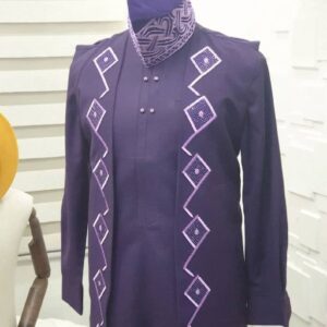 Purple 3 Piece African Men Clothing