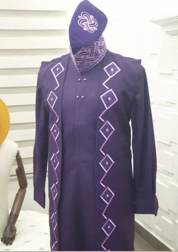 Purple 3 Piece African Men Clothing