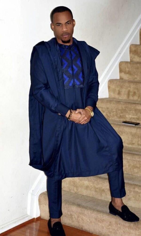 Blue African men agbada/3 Piece set