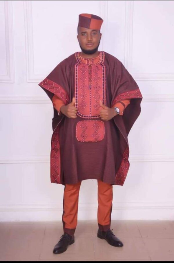 Tinu whine/Orange African men's agbada