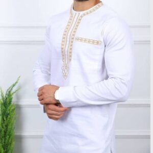 Standard Men White Embroidered Kaftan
