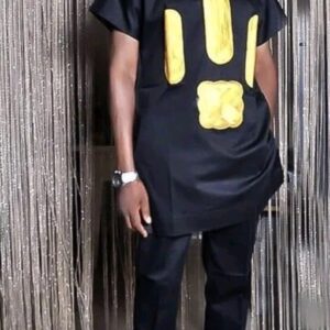 Babas gold & black Men dashiki