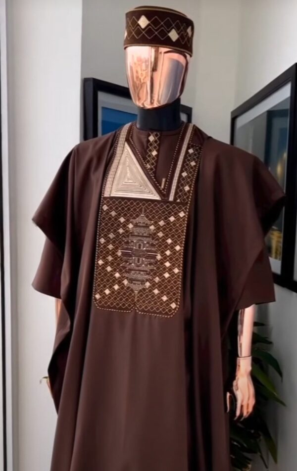Ayo1 Burgundy African men agbada - Image 2