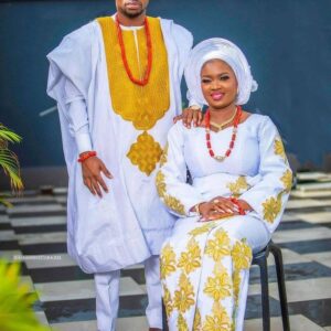 Imole White & Gold Couples Clothing