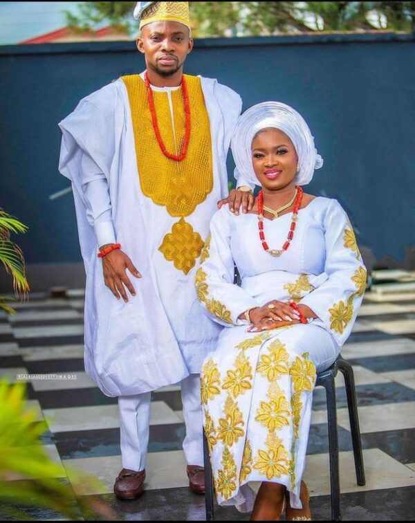 Imole White & Gold Couples Clothing