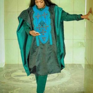Doris Green Damask African Women's Agbada